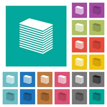 Paper stack solid square flat multi colored icons Stock Illustration