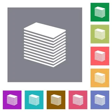 Paper stack solid square flat icons Stock Illustration
