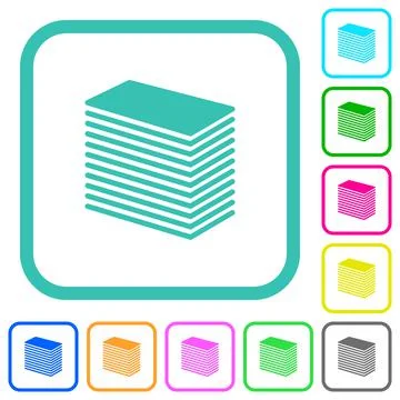 Paper stack solid vivid colored flat icons Stock Illustration