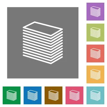 Paper stack square flat icons Stock Illustration
