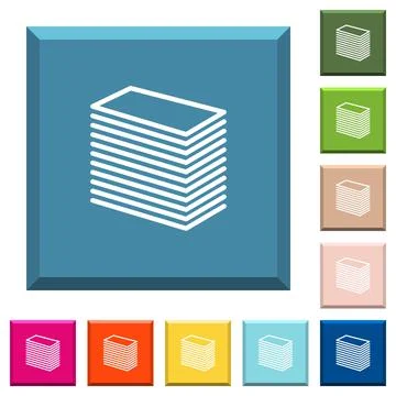 Paper stack white icons on edged square buttons Stock Illustration