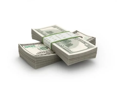 Paper stacks of 100 Bils isolated on white Stock Illustration