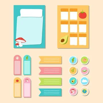 Paper sticker and memo note illustration design Stock Illustration