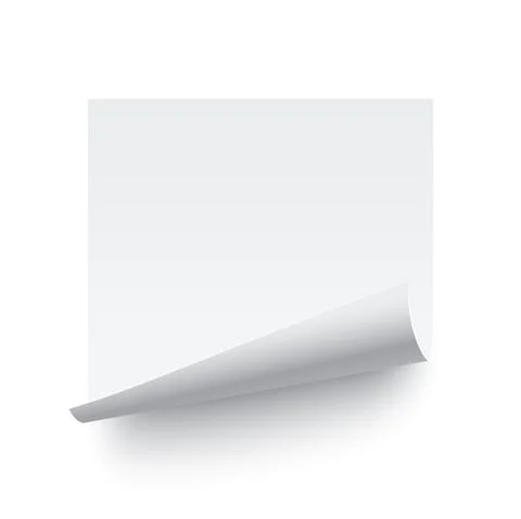 Paper sticker with curl corner vector illustration. Sticker blank page leaf with 스톡 일러스트