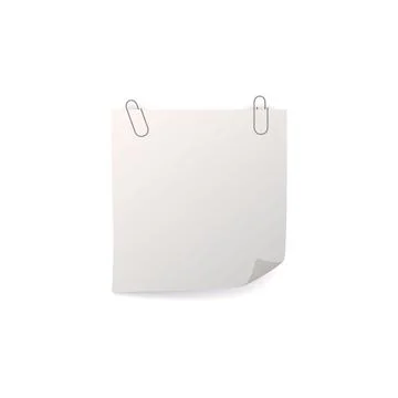 Paper sticker note attached with paper clips vector icon, realistic stick note イラスト素材
