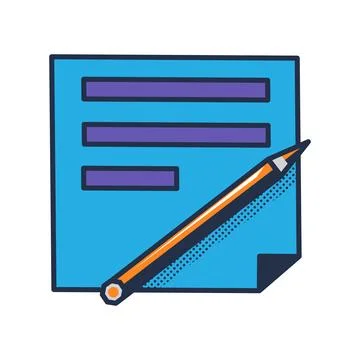 Paper Sticker With Notes And Simple Pencil Icon Stock Illustration