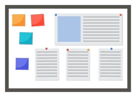 Paper Sticker with Task on Board, Project Planning Stock Illustration