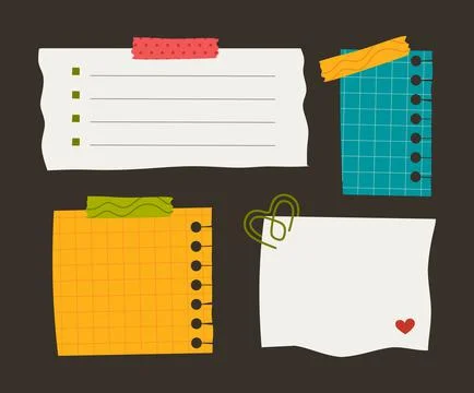 Paper sticker various notes are personal. Accessories for organizing document Stock Illustration