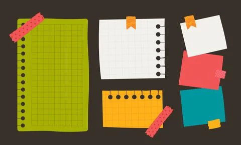 Paper sticker various notes are personal. Accessories for organizing documents Illustrazione stock