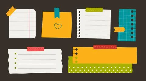 Paper sticker various notes are personal. Accessories for organizing documents Stock Illustration