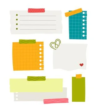 Paper sticker various notes are personal. Accessories for organizing documents Stock Illustration