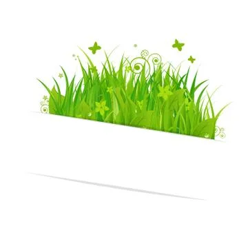 Paper sticky with grass Stock Illustration