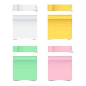 Paper sticky note set in flat style. Note paper pieces vector illustration .. Stock Illustration