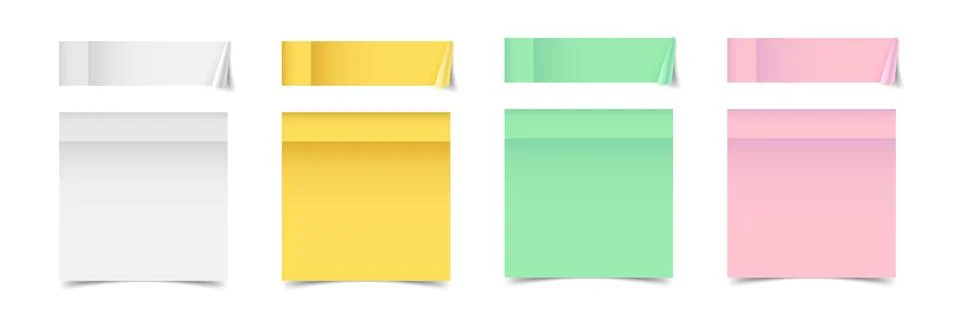 Paper sticky note set in flat style. Note paper pieces vector illustration .. Illustrazione stock