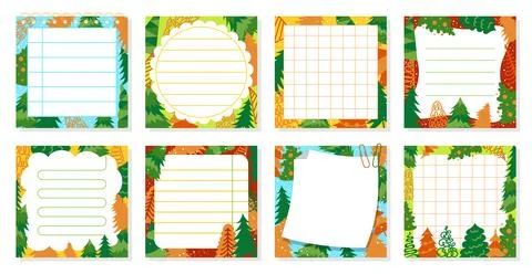 Paper sticky notes notepaper sticker notepad with Christmas tree design set 스톡 일러스트
