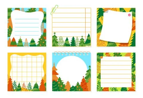 Paper sticky notes notepaper sticker notepad with Christmas tree design set 스톡 일러스트