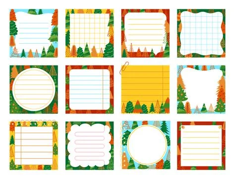 Paper sticky notes notepaper sticker notepad with Christmas tree design set 스톡 일러스트