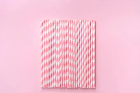 Paper straws on background Stock Photos