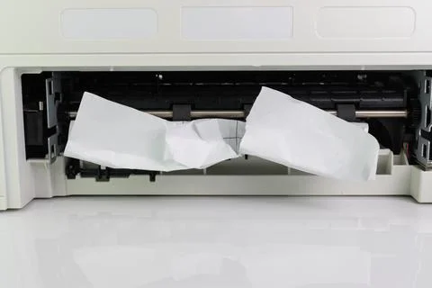 Paper Stuck, Paper Jam In Printer At Office Photos