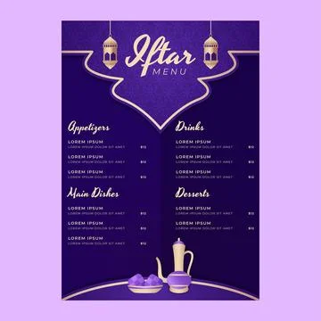 Paper style iftar menu template Stock Illustration