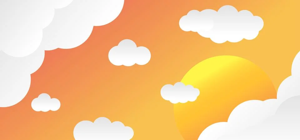 Paper Sunset Background with Clouds Stock Illustration