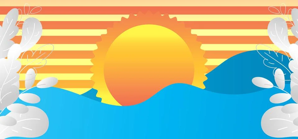 Paper Sunset Background with Clouds Stock Illustration