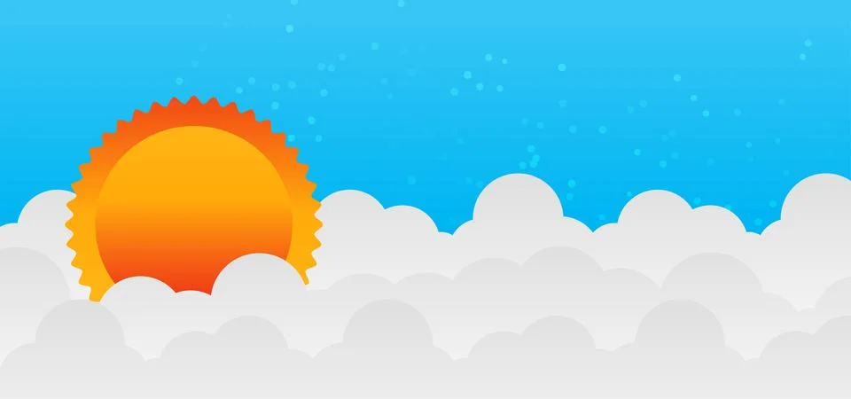 Paper Sunset Background with Clouds 스톡 일러스트