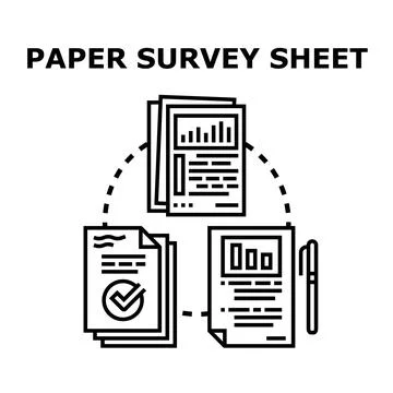 Paper survey report forms for data analysis Stock Illustration