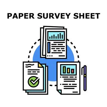 Paper survey report forms for data analysis Stock Illustration