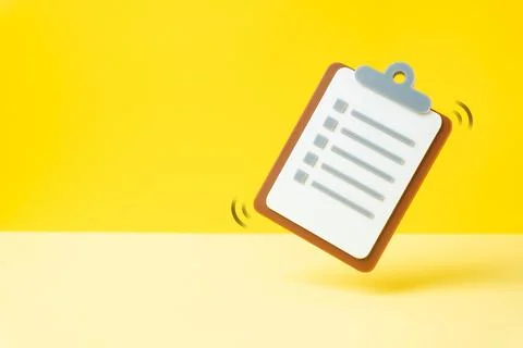 Paper tablet on a yellow background. Tests and audits. Fact sheet. Reports an 写真素材