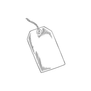 Paper tag on a rope vector sketch, empty blank of price label, special offer Stock Illustration