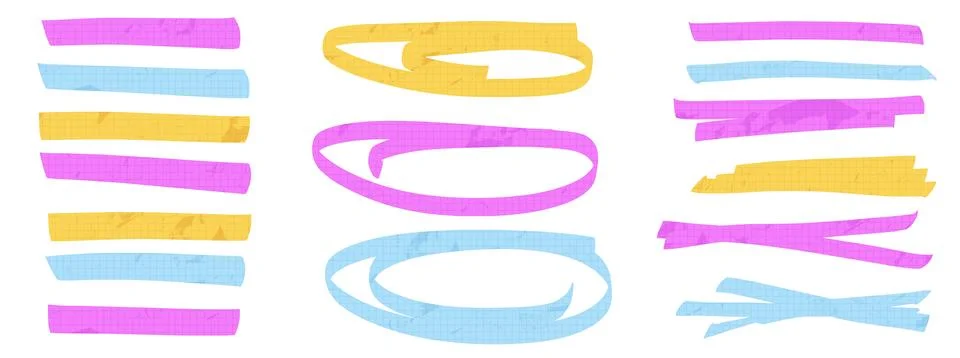 Paper tape marks form a highlight set with rectangles and oval frames. Pink イラスト素材
