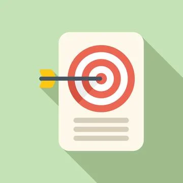 Paper target management icon flat vector. Risk strategy Stock Illustration