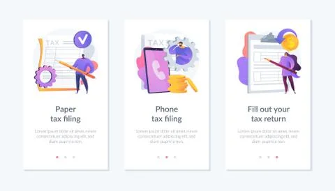 Paper tax filing app interface template. Stock Illustration