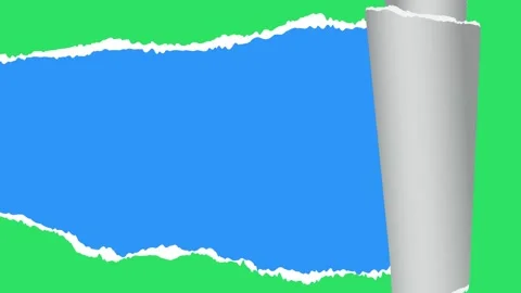 Paper Tear 2D Animation Overlay Green and Blue Screen Stock Footage 333983290