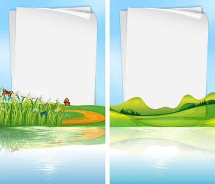 Paper template with park scene in background Ilustração Stock