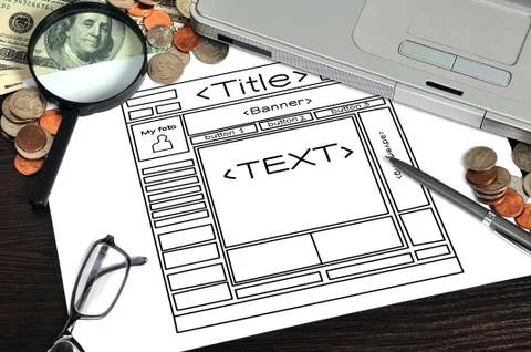 Paper with  template web page Stock Photos