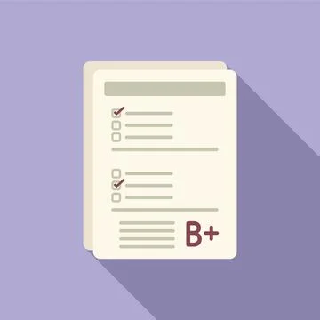 Paper test icon flat vector. Answer exam Stock Illustration