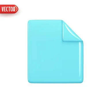 Paper text document blue color. Realistic 3d design In plastic cartoon styl.. Illustrazione stock