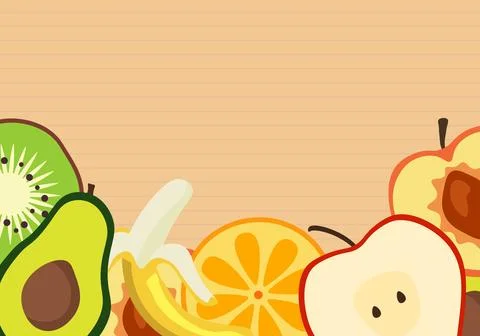 Paper texture background with fruit. Vector illustration. Stockillustratie