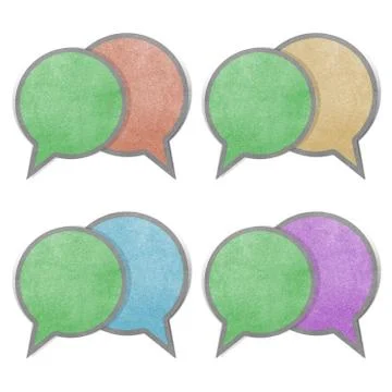 Paper texture ,bubble talk tag on white background Illustrazione stock