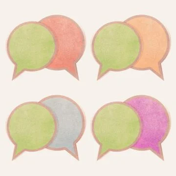 Paper texture ,bubble talk tag on white background Stock Illustration