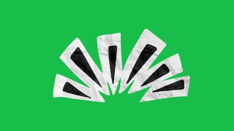 Paper Texture Cutout Animated Black Comic Burst Rays Green Screen Stock Footage 343078584