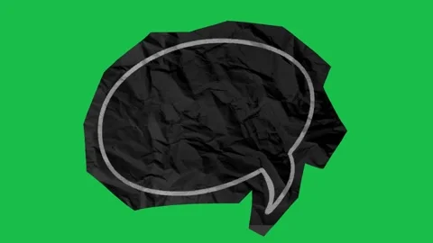 Paper Texture Cutout Animated Black Speech Bubble Chalk Outline Green Screen Stock Footage 343078602