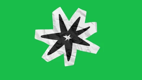 Paper Texture Cutout Animated Black and White Starburst Green Screen Stock Footage 343078626