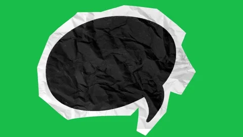 Paper Texture Cutout Animated Black Speech Bubble Green Screen Stock Footage 343078639