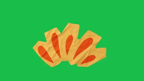 Paper Texture Cutout Animated Orange Splash Burst Rays Green Screen Stock Footage 343078588