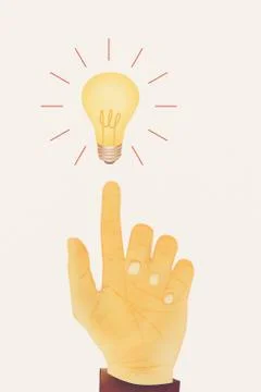 Paper texture ,Hand gesture direction bulb idea Stock Illustration