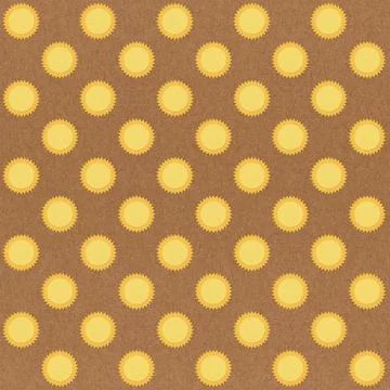 Paper texture seamless sun pattern on brown background Stock Illustration