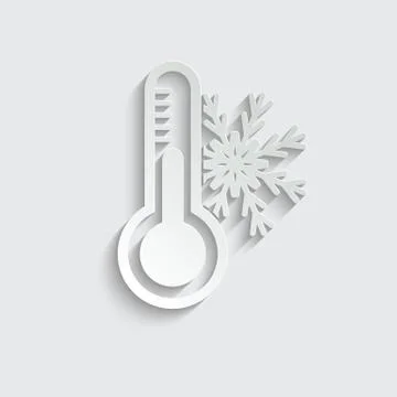 Paper Thermometer icon vector. Cold weather icon. Temperature sign Stock Illustration